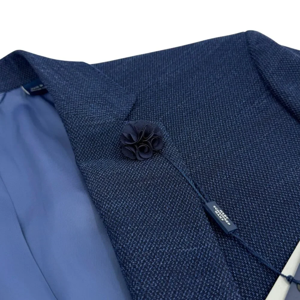 NWT Hart Schaffner Marx 10 Pocket Textured Wool Sportcoat Blazer Blue 42L